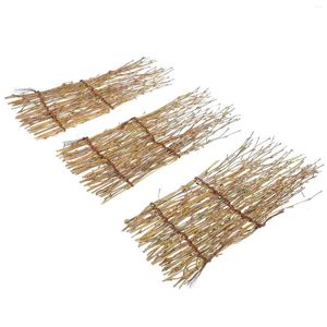 Conjuntos de utensílios de jantar 3 PCs El Restaurant Plate Bamboo Fence Wooden Plant Table Table Decor Decorativo Sushi Sobremesa