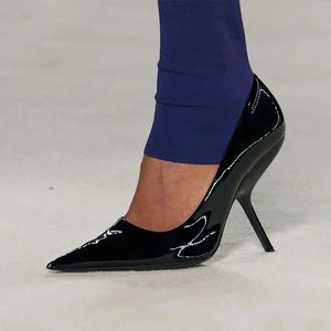 2024 primavera e outono novos sapatos femininos sexy fino salto alto apontou boca rasa sapatos de vestido