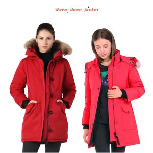 Tasarımcı Down Kadın Downs Ceket Kış Kanada Ceket Kalınlaştırılmış Sıcak Çıkarılabilir Kapşonlu Ceket Kırmızı Yüksek Kaliteli Ceket XS-2XL