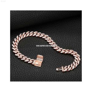 Selling Trendy Moissanite 8mm Cuban Chain 925 Sterling Silver 18k Rose Gold Plated From Manufacturer