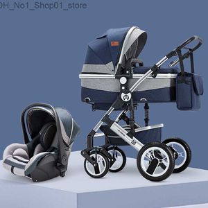 Carrinhos # 2023 novo carrinho de bebê carrinho de bebê 3 em 1 carrinho de carro de alta paisagem com berço recém-nascido portátil viagem carrinho de bebê L230625 Q231215
