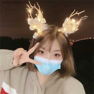 ヘッドウェアヘアアクセサリーLEDライトフラッシングヘアバンドクリスマスディアホーンヘッドウェアパーティーヘアデコレーションヘアクリップヘアピンヘアバンドヘアアクセサリーSL231214