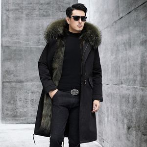 Giacca nera pelliccia verde cappotti da uomo giacche lunghe inverno parca vera elaster volpe vera eventuali