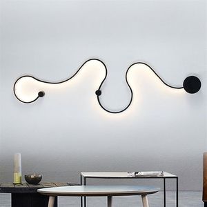 LED Snake wall lamps Modern minimalist creative curve lights Creative Acrylic Light Lamp Nordic Belt Sconce For Dec2693