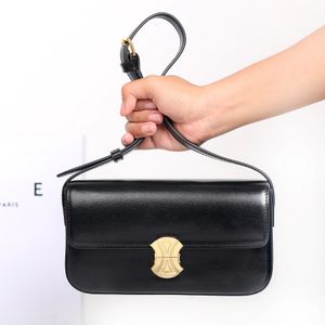 Mirror quality Designers bag black TEEN TRIOMPHE crossbody bags Womens baguette shoulder Bag Luxurys handbag Leather tote bag Man chain Clutch envelope travel bag