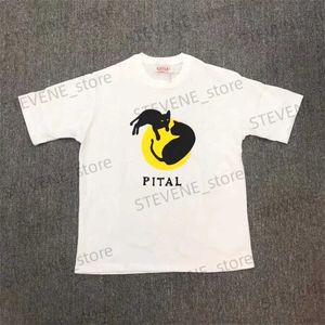 メンズTシャツカピタルラージコットンTシャツプリントハイストリート日本の男性と女性のスポーツトップ半袖T231214