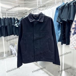 Xinxinbuy 2024 Men Designer Płaszcz Kurtka Wzór Exposs List Długie rękawie dżinsowe kobiety białe khaki czarny niebieski s-2xl