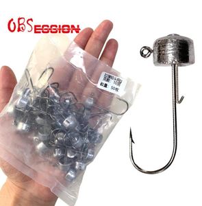 Fishing Hooks OBSESSION 50pcs 35g 7g 10g NED Rig Lead Hook Jig Head Barbed Lure Soft Bait For Bass Anzol Sinking Accessories8985955