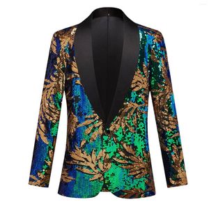 Abiti da uomo Autunno Paillettes Glitter impreziositi Giacca blazer da uomo One Button Plaid lucido Tuxedo Blazer Uomo Nightclub Prom Costumi di scena