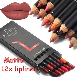 Matite per labbra Set da 12 pezzi Matita per fodera impermeabile Matita per labbra opaca nuda Idratante Rossetto a lunga durata Penne per trucco professionale 231215