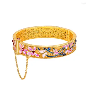 Pulseira Popodion Banhado a Ouro 24k Pulseira Feminina Flor Colorida Item de Moda YY10275