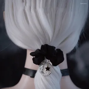 Punk Siyah Saç Scrunchies Moon Yıldız Kolye Kızları Gotik Lolita Aksesuarları Harajuku Kadınlar için Big Hediye