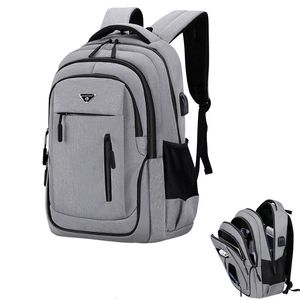 School Bags Big Capacity Men Backpack Laptop 156 Oxford Gray Solid High Teen College Student Back Pack Multifunctional Bagpack 231215