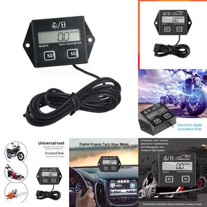 Auto Electronics Waterproof Digital Engine Tach Hour Meter Tachometer Gauge Engine RPM LCD Display för motorcykelmotor Stroke Engine Car Boat