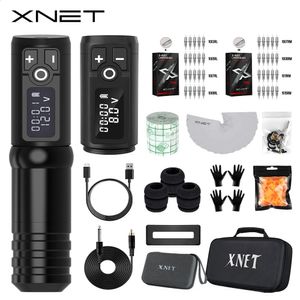 Tattoo Guns Kits XNET Flash Wireless Machine Kit Rotary Pen LED Display 1950mAh Power Supply 40 Hybrid X Ray Cartridges 231214