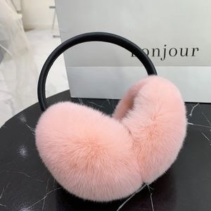 Ear Muffs Ladies Ryssland Winter 100% Real Rex Rabbit Fur Men's Warm Real Fur Earmuffs Plush Fluffy Ear Warmer Cover Boys Girls Earmuffs 231214