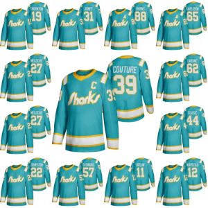 PERSONALIZADO 2020 San Jose Sharks Vintage Teal Jersey Logan Couture Brent Burns Erik Karlsson Gilles Meloche Joe Thornton Marc-edouard Joey Johnst