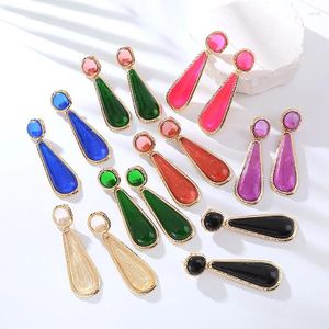 Dangle Earrings Retro Long Color Drop Shaped Resin Fashion Light Luxury Style Geometric For Women And Girls Jewelry