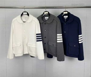 Bezpośrednia sprzedaż Nowa gruźlica Kurtka Lapel Męska i Kobiet Pure Cotton Men's Knited Sweter Four Bar Cardigan Jacket