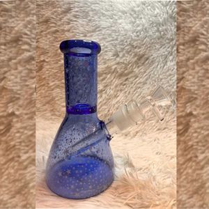 6,3 pollici Daisy Glass Bong Downstem Perc Narghilè Dab Rigs Becher Tubi per acqua in vetro Fumatori BLUE STARS Bubbler con giunto da 14 mm
