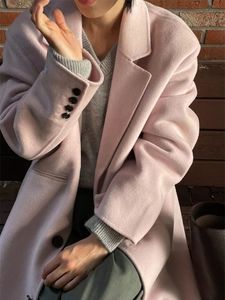 Winter New Designer Simple Suit Collar Long Handmade Woolen Woolen Cashmere Coat Coat