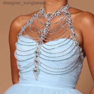 Outros acessórios de moda Color Block Layered Chest Chain Jewellery para mulheres Strass Luxury Statement Collares Bo Acessórios Festival Jóias BellyL231215