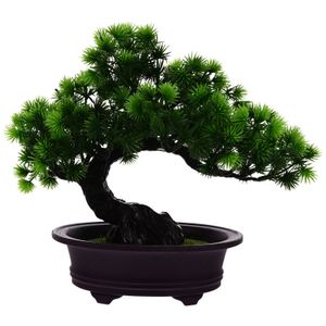 Christmas Decorations Artificial Pine Potted Green Plant Flower Tabletop Japanese Cedar Bonsai Tree 231215