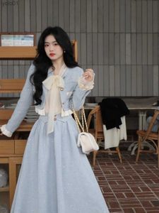 Urban Sexy Dresses 2023 Winter Elegant 2-Piece Sweet Dress Set Women's Retro Party Korean Edition Set Unique Long Sle Top+Casual Long DressL231215