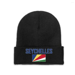 Beretler Seyşeller Ülke Bayrak Üst Baskı Erkekler Kadın Unisex Örme Şapka Kış Sonbahar Beanie Cap Sıcak Bonnet