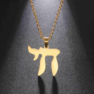 Pendant Necklaces Dara Hebrew Letter Hai Chai Necklace Sign of Life Stainless Steel Jewelry Traditional Religious Judaic Je Hanukkah GiftL231215
