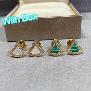 Fashion luxury Jewelry S925 Post Stud Earrings for Women Fan-shaped Skirt Geometric style Earrings diamonds small skirt female elegant jewelry valentine's day