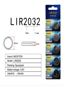 5PCSPACK LIR2032充電式バッテリーLIR 2032 36Vライオンボタンセルバッテリーは、CR20328972691を置き換えます