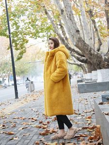 Women's Fur 2023 Winter Fashion Temperament Anti Cold Coat Faux Mink Women Long Loose Hooded Blue Thick Soft Warmth Coats