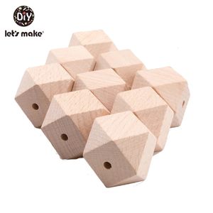 Teethers Toys Let'S Make 100Pc 16Mm 20Mm Hexagon Beech Wood Beads Teething Toys For Baby Diy Toys Rattle Teether Toy Wooden Baby Custom Loge 231215