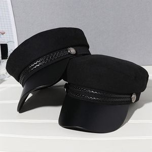 Berets Casual Mulheres Homens Chapéu Militar Primavera Outono Marinheiro Chapéus Preto Senhoras Beret Caps Flat Top Capitão Cap Travel Cadet Octagonal2222