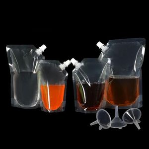 500ml Stand up Plastic Drink Packaging Bag Spout Pouch for Beverage Liquid Juice Milk Coffee Clear Bag Free Shipping