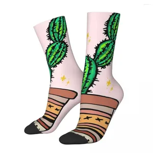 Erkek Çoraplar Komik Çılgın Sıkıştırma Çorap Erkekler için Kaktüs Çizim Hip Hop Vintage Mutlu Dikişsiz Desen Baskılı Erkek Mürettebat