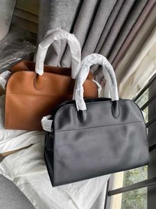 High end TheRow New Genuine Leather Tote Bag Margaux 15 Dong Jie Same Large Capacity Commuting Handbag 231215