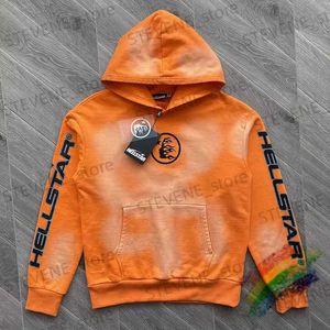 Moletons masculinos Moletons Laranja Hellstar Fire Hoodie para Homens Mulheres Top Quality Vintage Hoodie Hip-Hop Gráficos Tela Impressa Pulôveres Soltos T231215