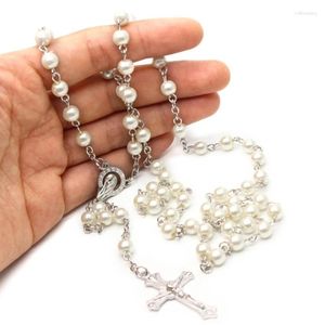 Zincirler Kutsanmış Katolik Cross-Necklace Tespih Boncukları Klavikül Zinciri Kolye Erkekler Kadın Madalya-İPROSU Hıristiyan Uzun Takı