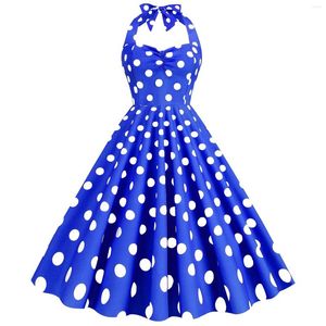 Casual Dresses Women's Polka Dot BH med midjeband för att visa bantning och stor sväng retro klänning vinter 3x