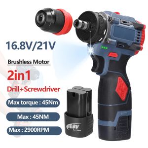 Cacciaviti 168V21V Brushless 2in1 Cordless Driver Trapano Cacciavite elettrico Cacciaviti a batteria 21 Modi di rotazione trapani e cacciaviti 231215