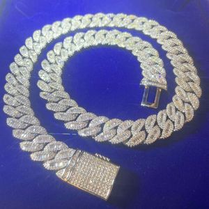 Luxury Jewelry D Color VVS Baguette Moissanite Diamond 925 Solid Silver Cuban Link Chain for Hiphop Life