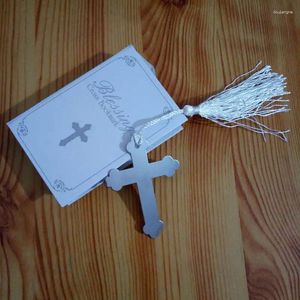 Поступление, 100 шт., серебряная крестовая закладка в книге, подарок для религиозной вечеринки для гостей