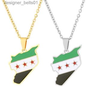 Naszyjniki wiszące 28tf unisex Syria Country M Flag Flag Naszyjnik Złoty Srebrny Kolor łańcuch Choker Naszyjnik