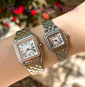 Luxury Womens Watch Square Watch Designer Diamond Watch Advanced Quartz Movement rostfritt stålklocka AAA härdad glasskiva guldklocka