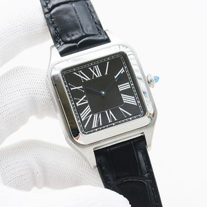 Le Menwatch 남자 여자 전위 39mm 스퀘어 골드 쿼츠 가죽 스트랩 핀 버클 손목 시계 숙녀 시계 시계 Montre de Luxe