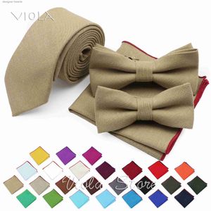 Neck Ties Vintage Solid Linen 6cm Tie Sets Red Blue Wedding Bowtie Handkerchief Narrow Necktie Party Gift Cravat For Men Shirt AccessoryL231215