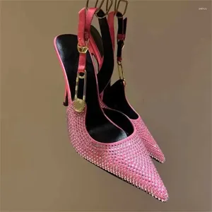 Dress Shoes European And American Women's Slim High Heeled Sandals With Metal Decorative Buckles Sexy Diamond Wrap Wedding