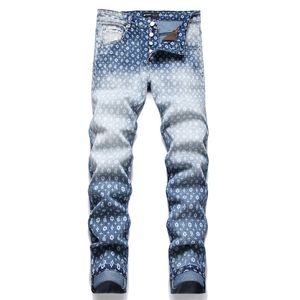 Lila jeans designer jeans mens raka jeans män knä mager rak storlek 30-38 motorcykel trendig lång rak hål high street denim grossist 3542